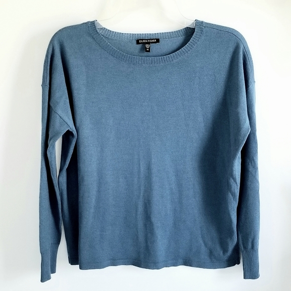 Eileen Fisher Sweaters - Eileen Fisher blue merino wool long sleeve knit sweater size XS